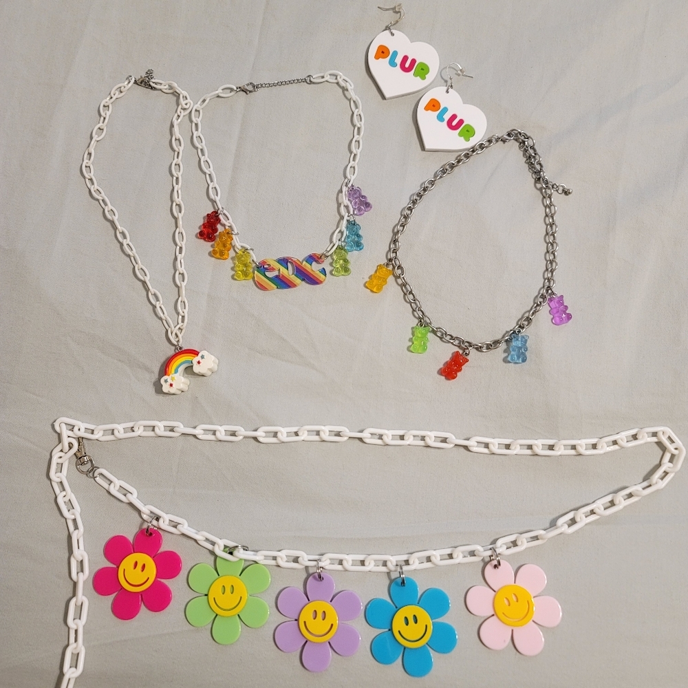 EDC rainbow Nomad Kandi Rave Festival Jewerly Accesories Bundle Set